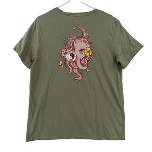 T&C Surf Designs Shirt Mens Large Green Octopus Yin Yang Graphic Tee T-Shirt
